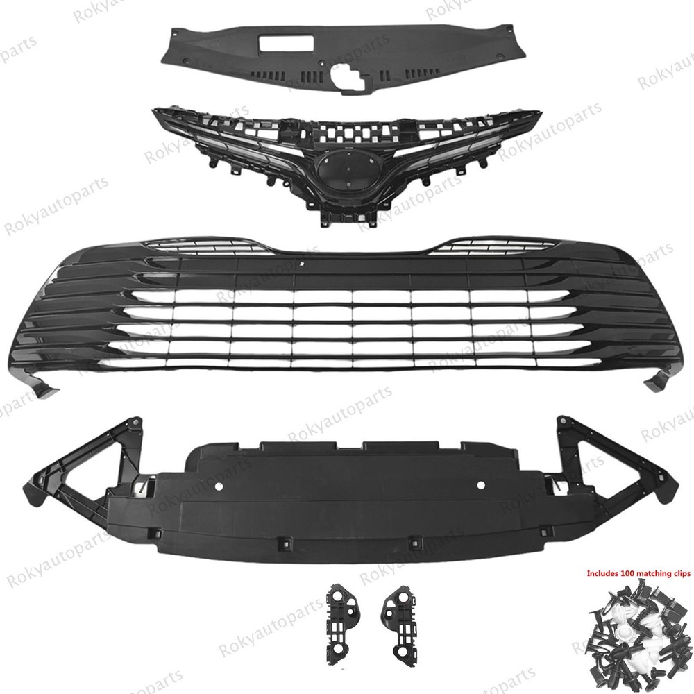 For Camry LE 2018-20 Upper Radiator Grille/Bumper Front Mesh/Bracket/lower Panel