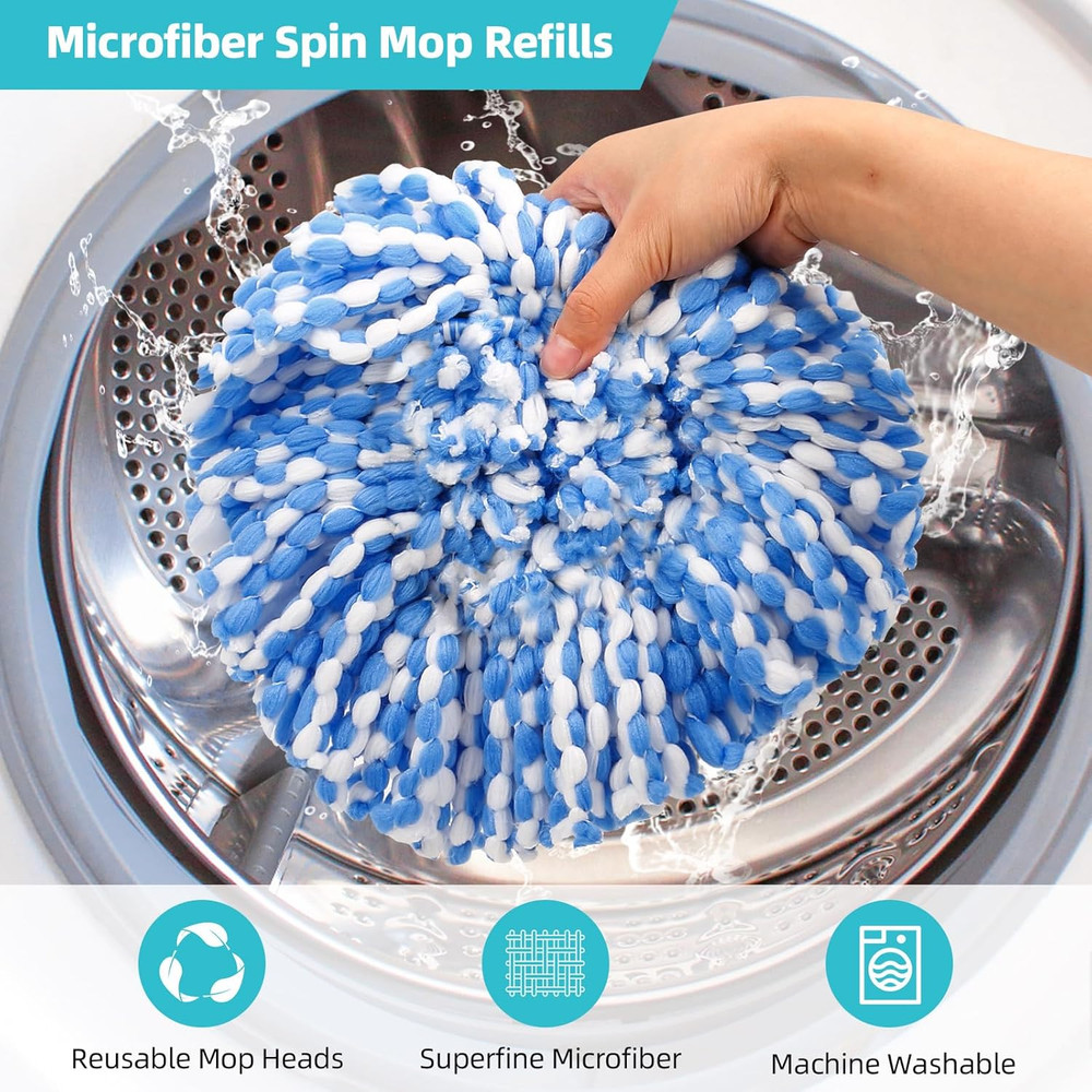 6 Pack Spin Mop Heads Replacements Compatible for O Ceda Rinseclean 2 Tank Syste