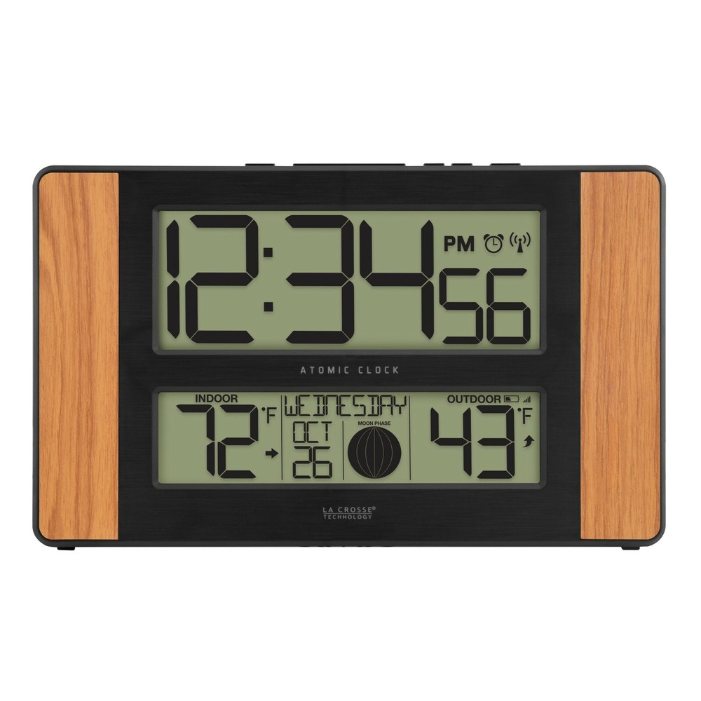513-1417 La Crosse Technology Atomic Digital Wall Clock with TX141-BV2 Sensor