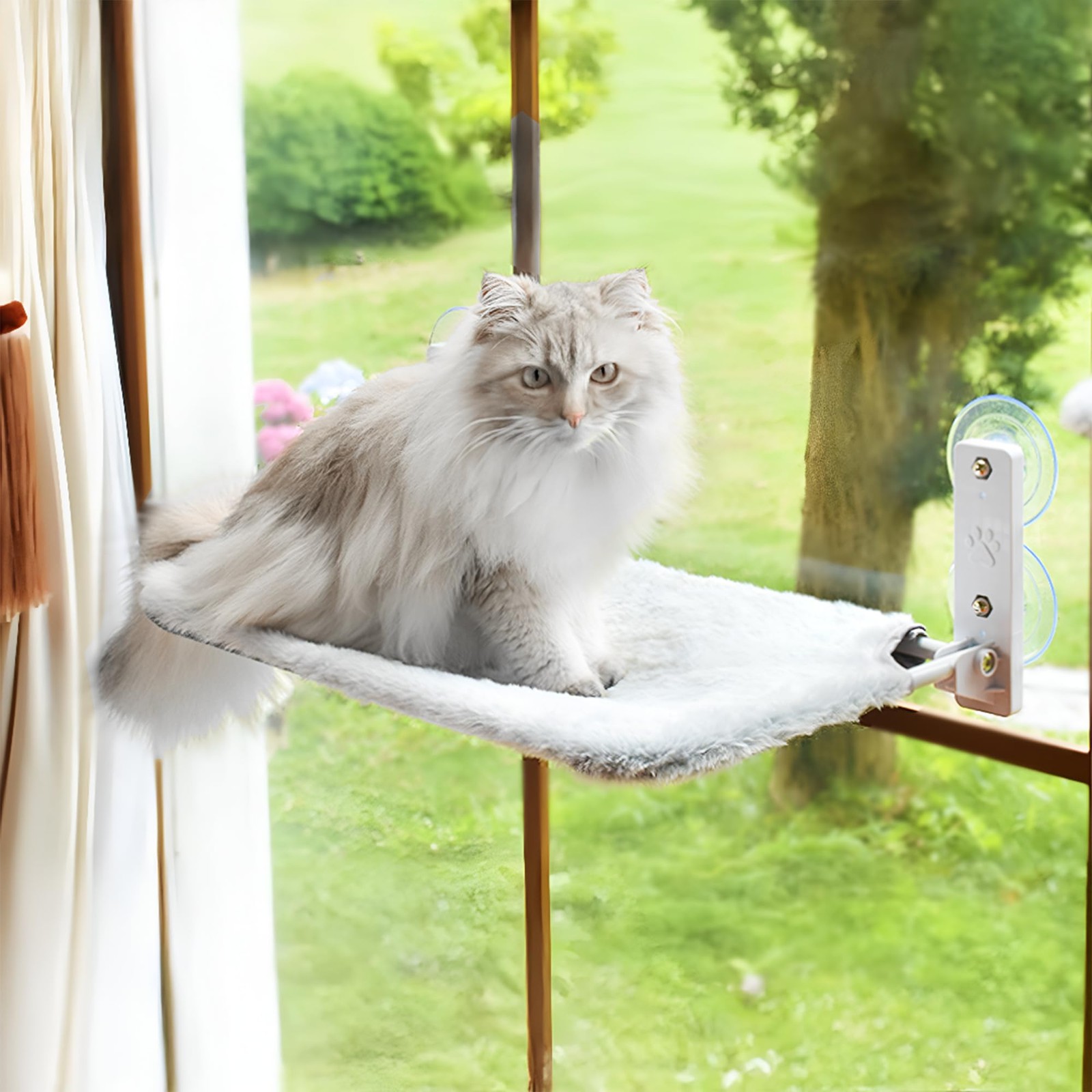 Cat Window Perch Hammock | Window Cat Bed Seat | Foldable Cordless Glass Ledg...