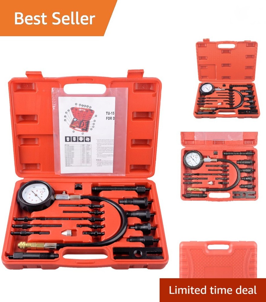 17 pc Diesel Engine Compression Tester Kit Tool Set Automotive Compressor