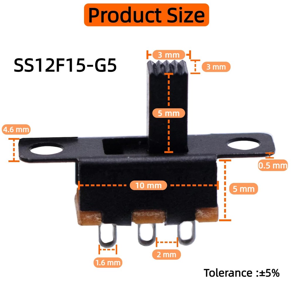 EGSCST 150PCS Micro Mini Slide Switch SPDT 1p2t Toggle Switches 2 Black