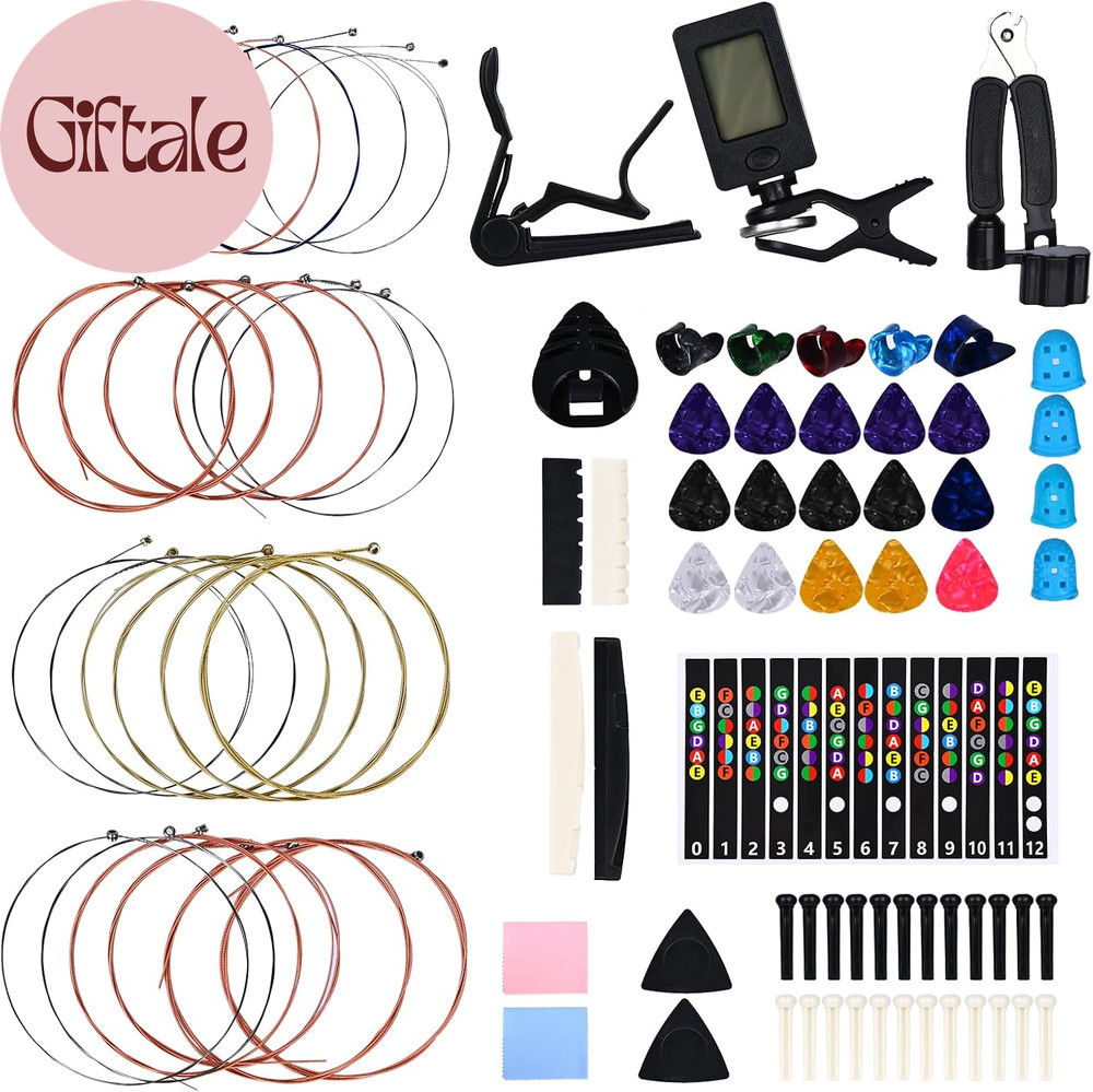 85PCS Guitar Accessories Kit, Include Acoustic Strings,Tuner,Capo,String Winder&