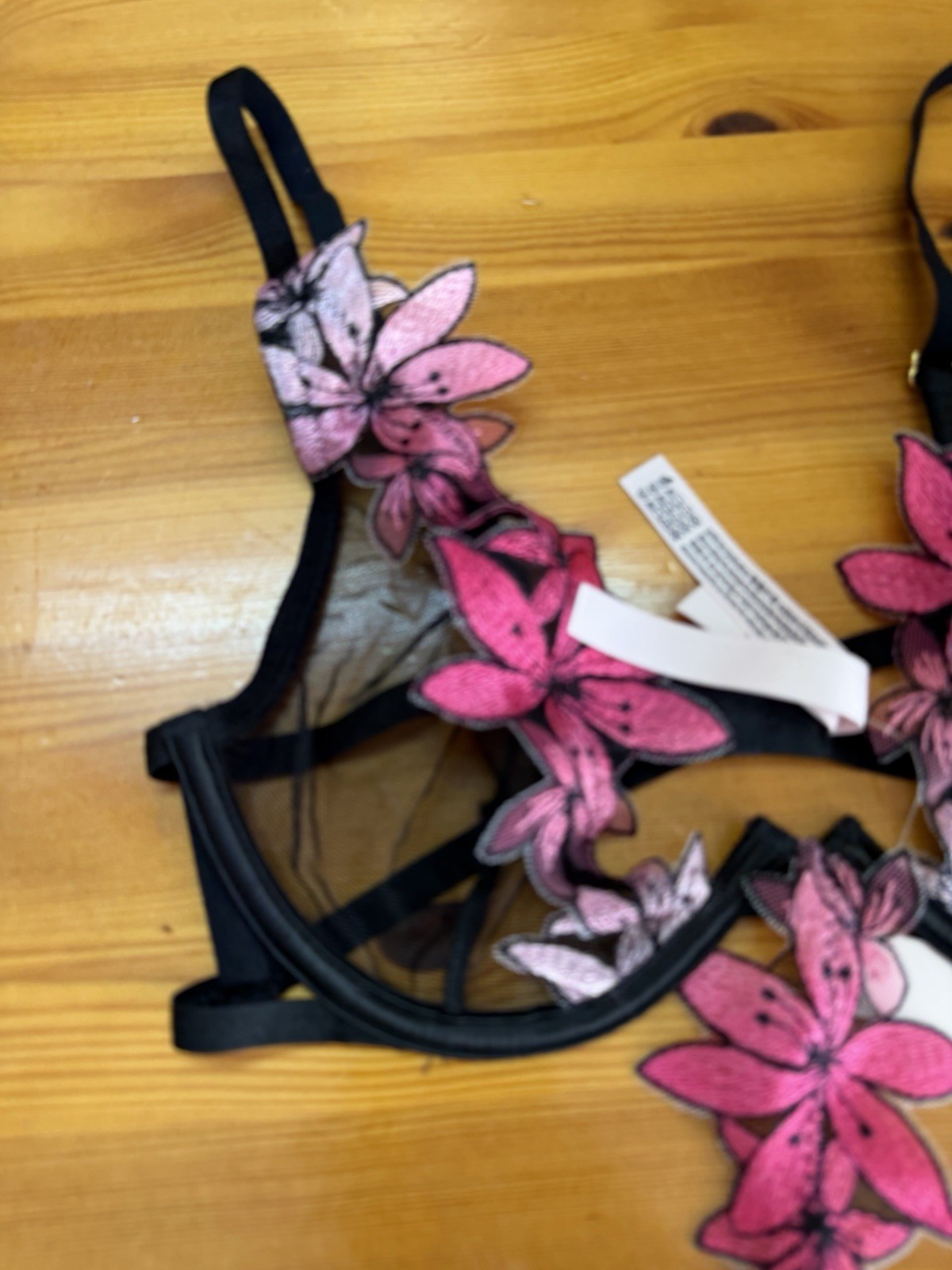 Victoria Secret Lingerie Teddy One Piece Bodysuit Black Pink Ziggy Glam Floral