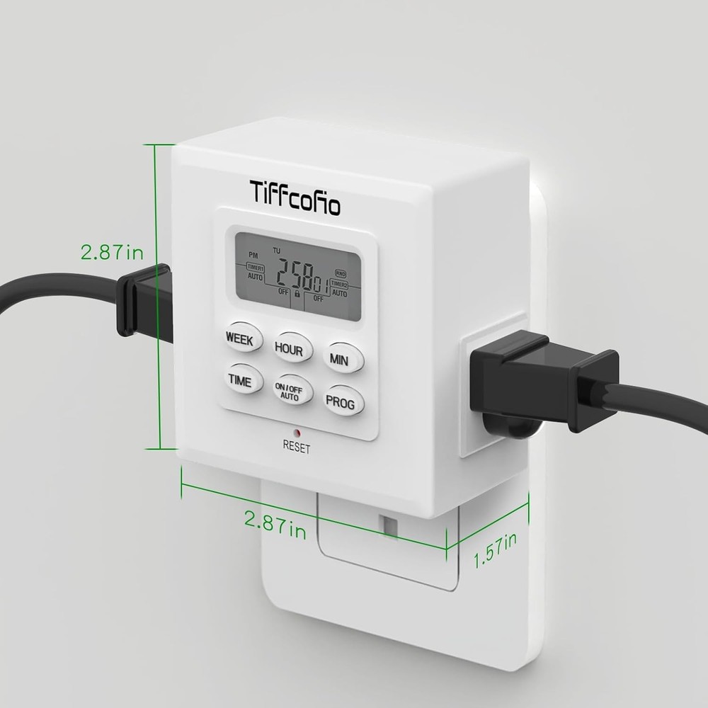 Indoor Digital Light Timer, 7 Day Programmable Plug in Outlet 2 White