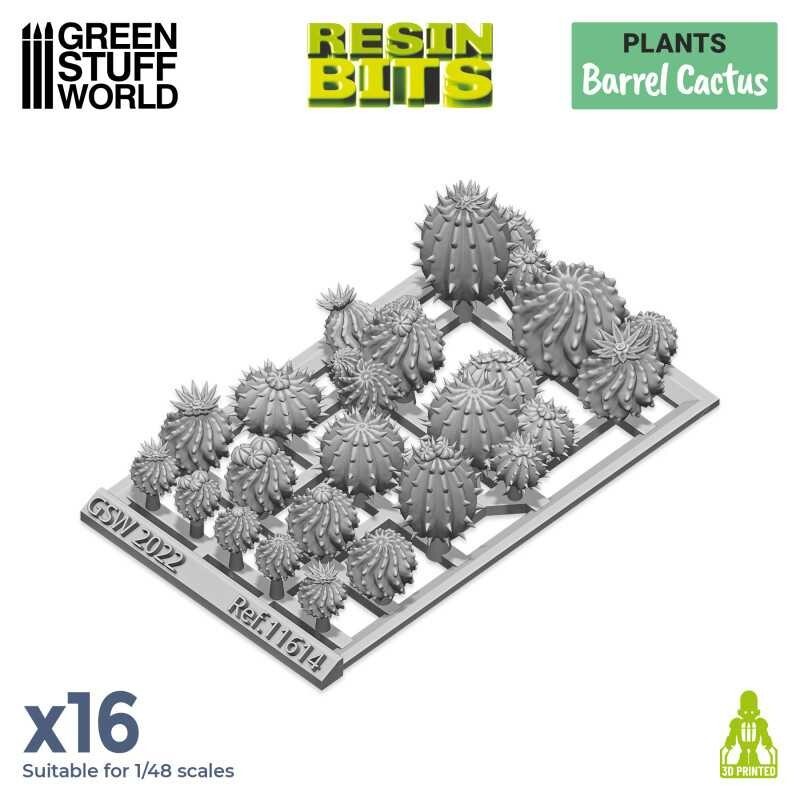3D printed set - Barrel Cactus - Resin Decor Modelling  Wargames