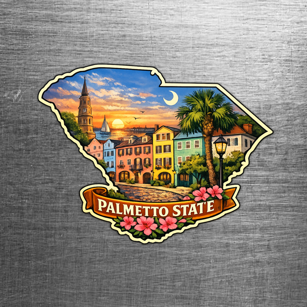 South Carolina Custom State Sticker "Palmetto State" Charleston