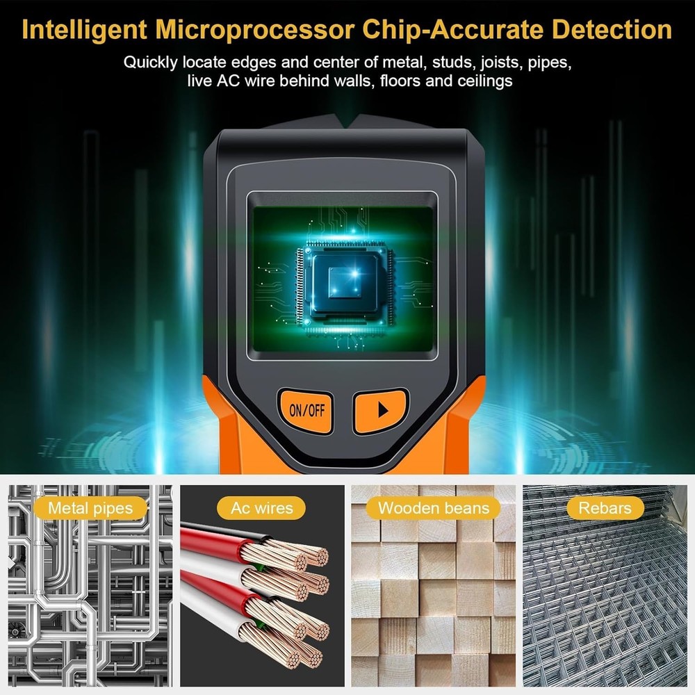 Battery Powered Wall Stud Finder with High Sensitivity and Backlit Display
