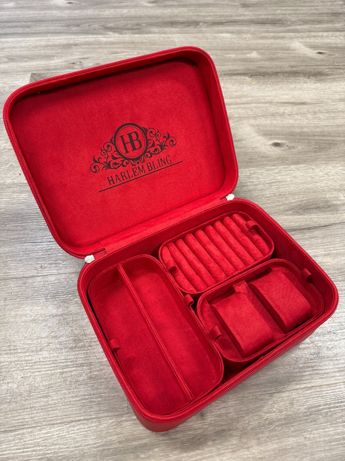 Harlembling Leather Travel Jewelry Box Case - Red