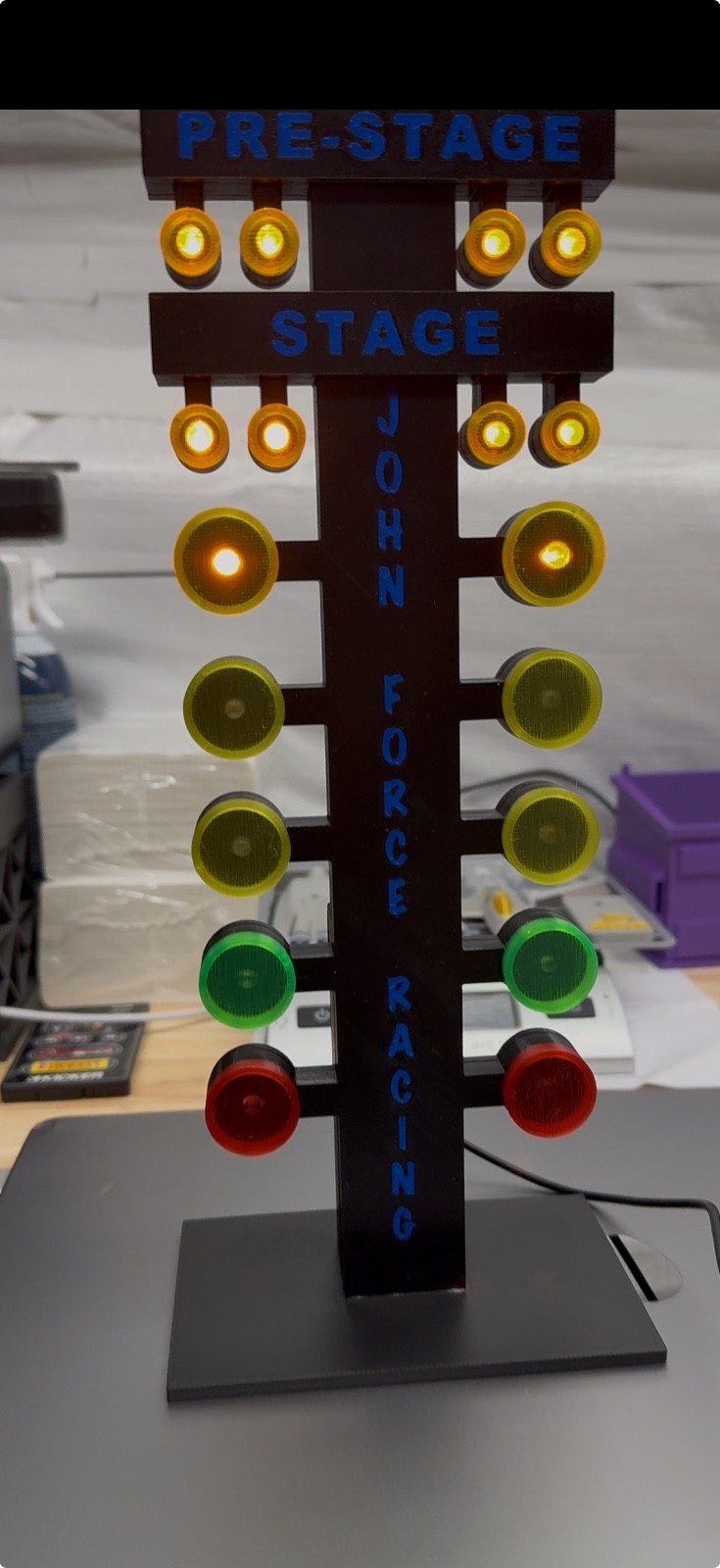 Drag Race Tree Lights - Christmas Tree Desktop Display with LED lights