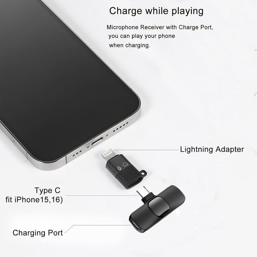 Wireless Microphone Mini Mic for iPhone/Android Phone, LED Display Lavalier Micr