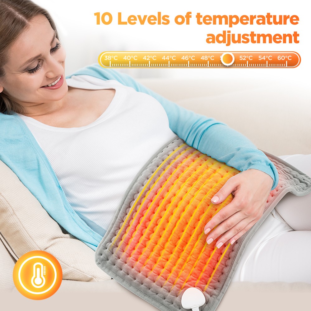 Electric Heating Pad for Pain Relief with 10 Temperature Settings, Auto Shut-Off