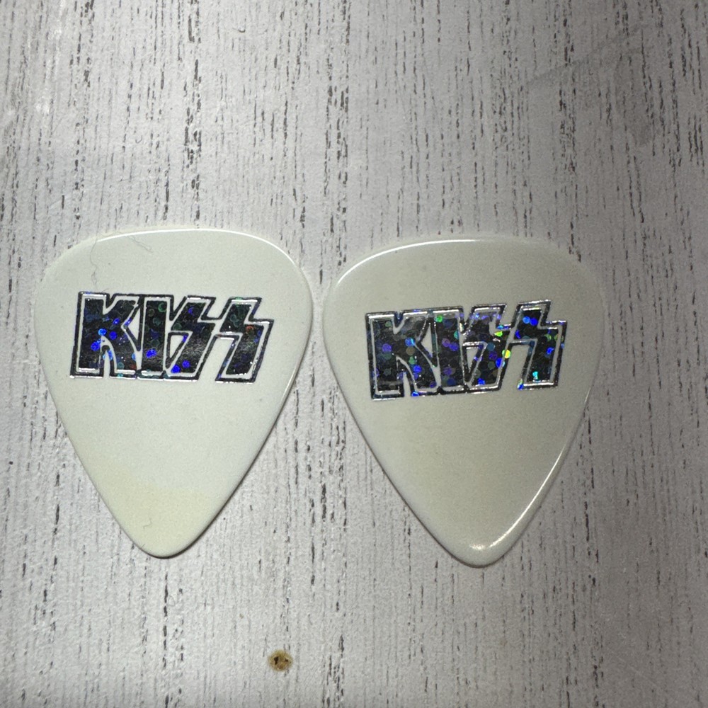 Kiss Lot Of 2 Guitar Picks Paul Stanley Tommy Thayer Silver Ink