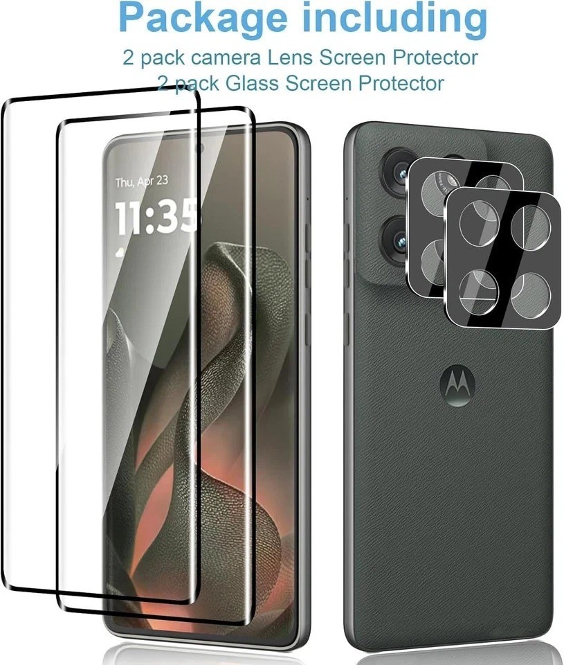 2 Pack 3D Screen Protector for Motorola Edge 2025 + 2 Pack Camera Lens Protector