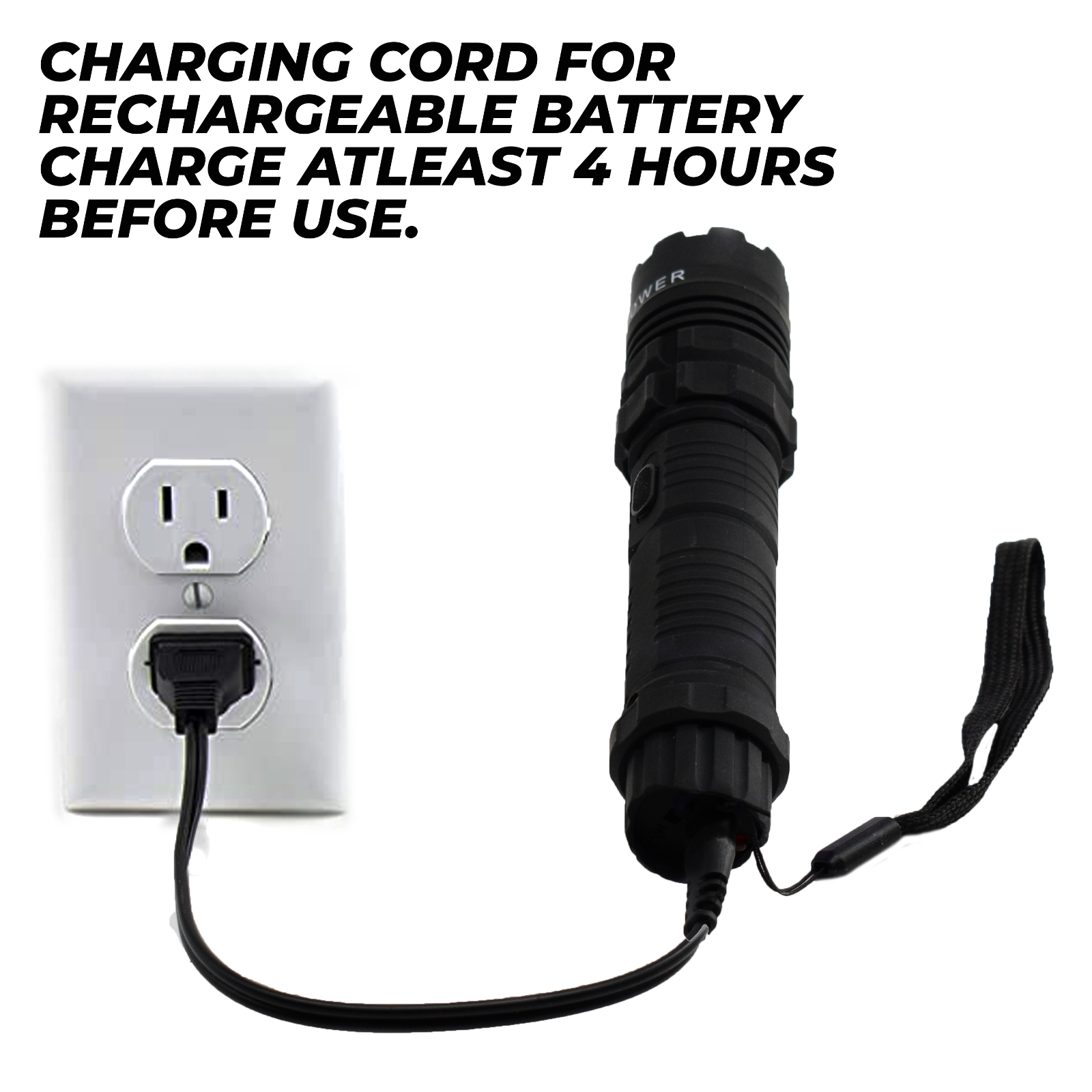 High Voltage Stun Gun for Self Defense with Led Flashlight Maximum Power Black