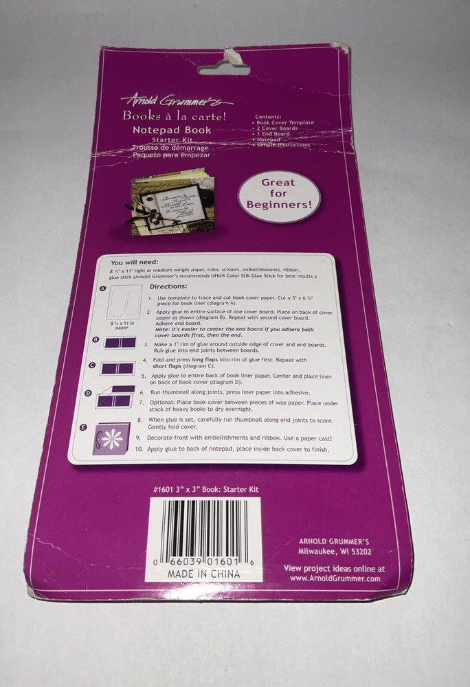 Arnold Grummer's #1601 Notebook Starter Kit 3” X 3” Book