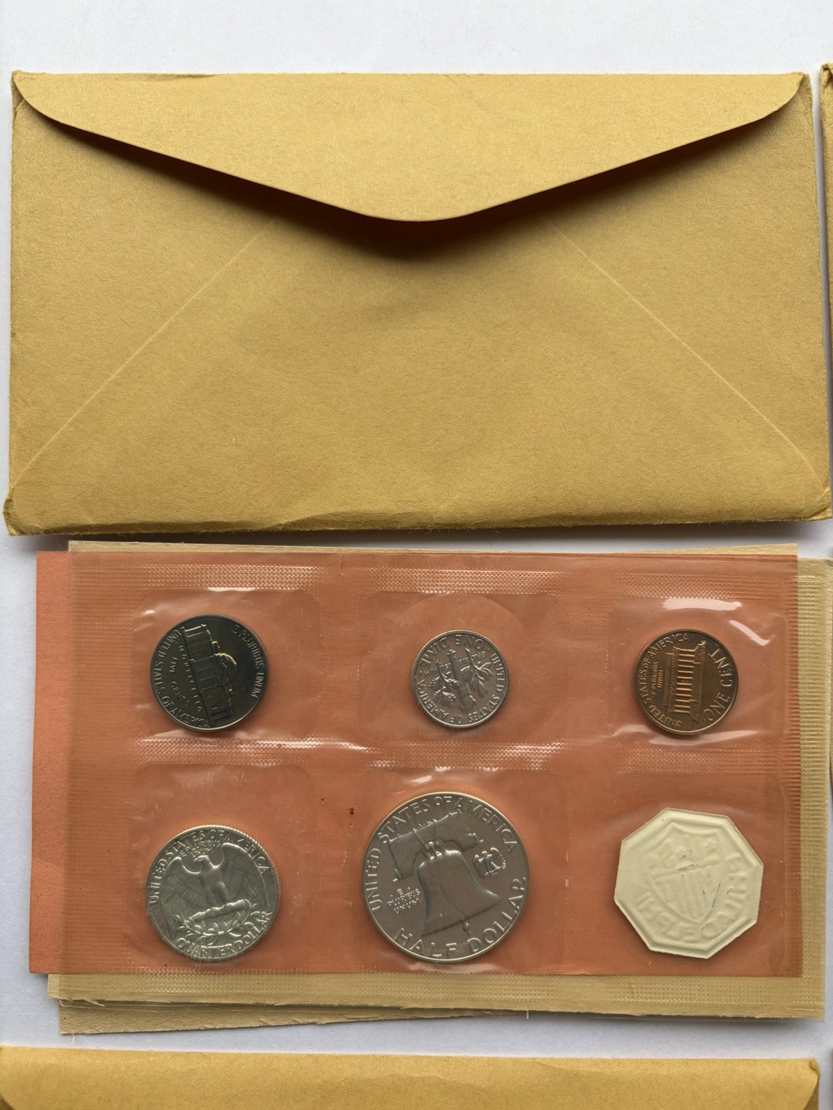 FRANKLIN HALF 1963 P U.S. MINT 90% SILVER PROOF SET 5 COINS & ENVELOPE & INSERT