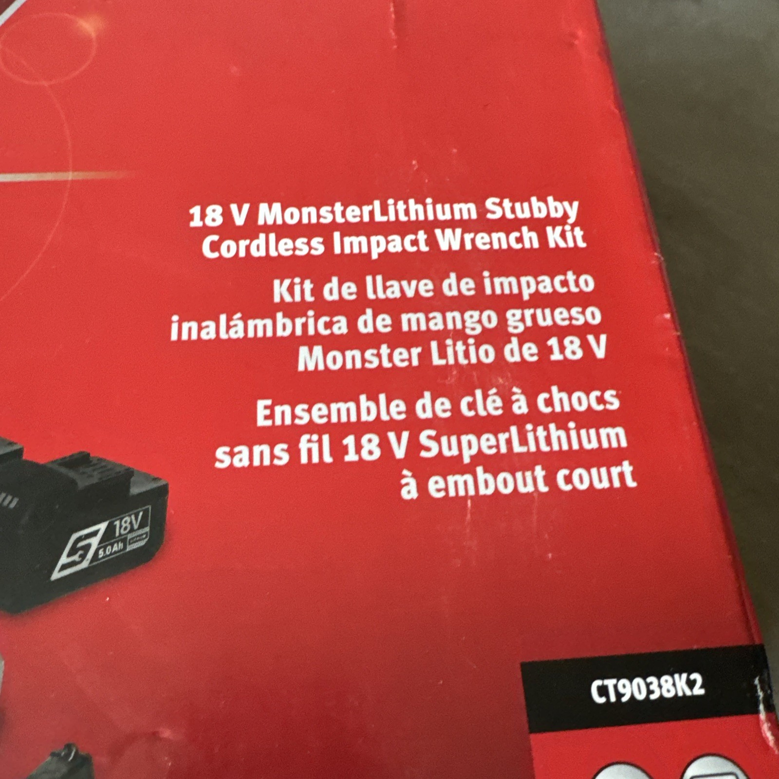 Snap On NEW 3/8 18V Stubby Monsterlithium Cordless Impact + Batteries CT9038K2