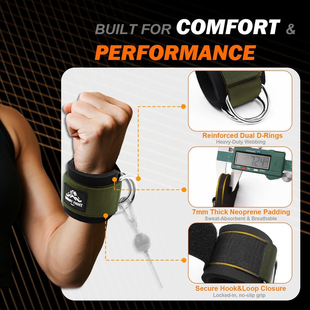 Wrist Cuffs with Dual D-Rings – Secure & Comfortable for Cable Machine Workou...