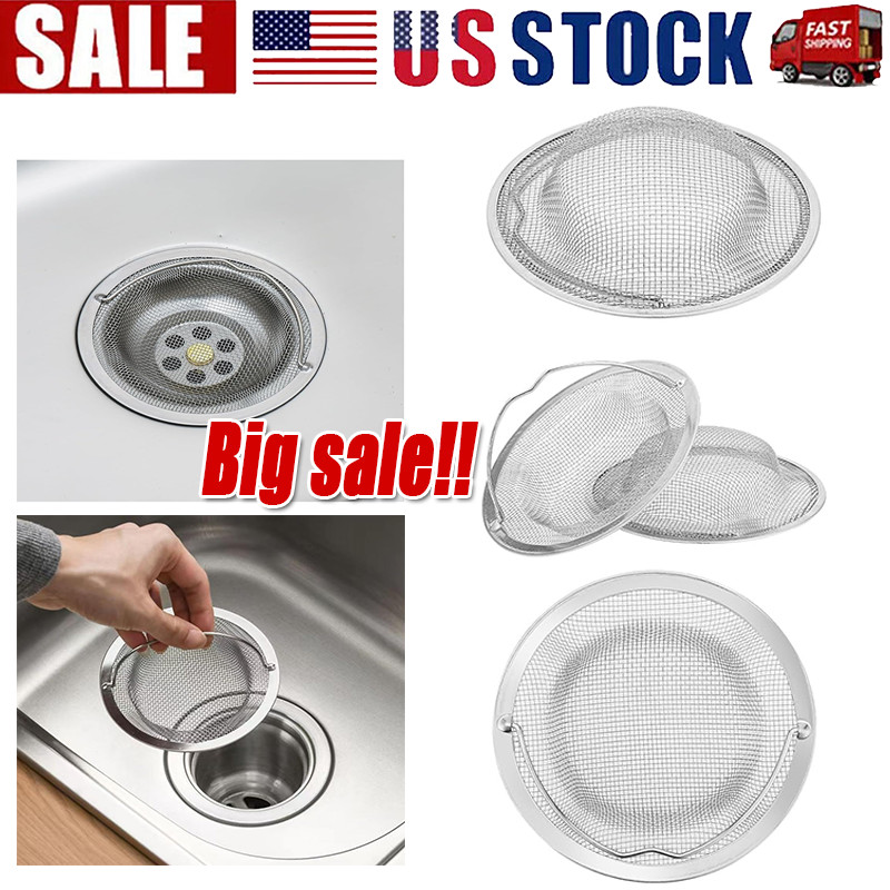 Kitchen Sink Strainer Large Wide Rim 4.5" Stainless Steel Mesh Drain Filter