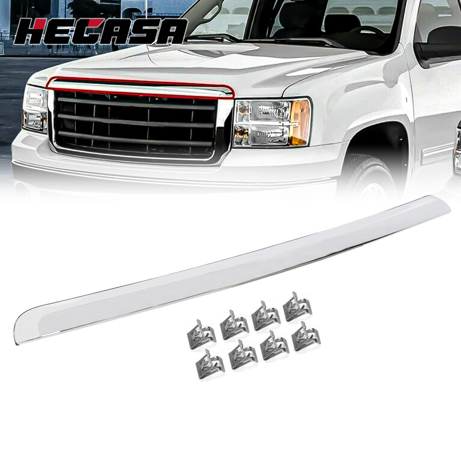 For GM1235109 Hood Molding Trim Chrome Fit For 07-2013 GMC Sierra 1500 2500 3500