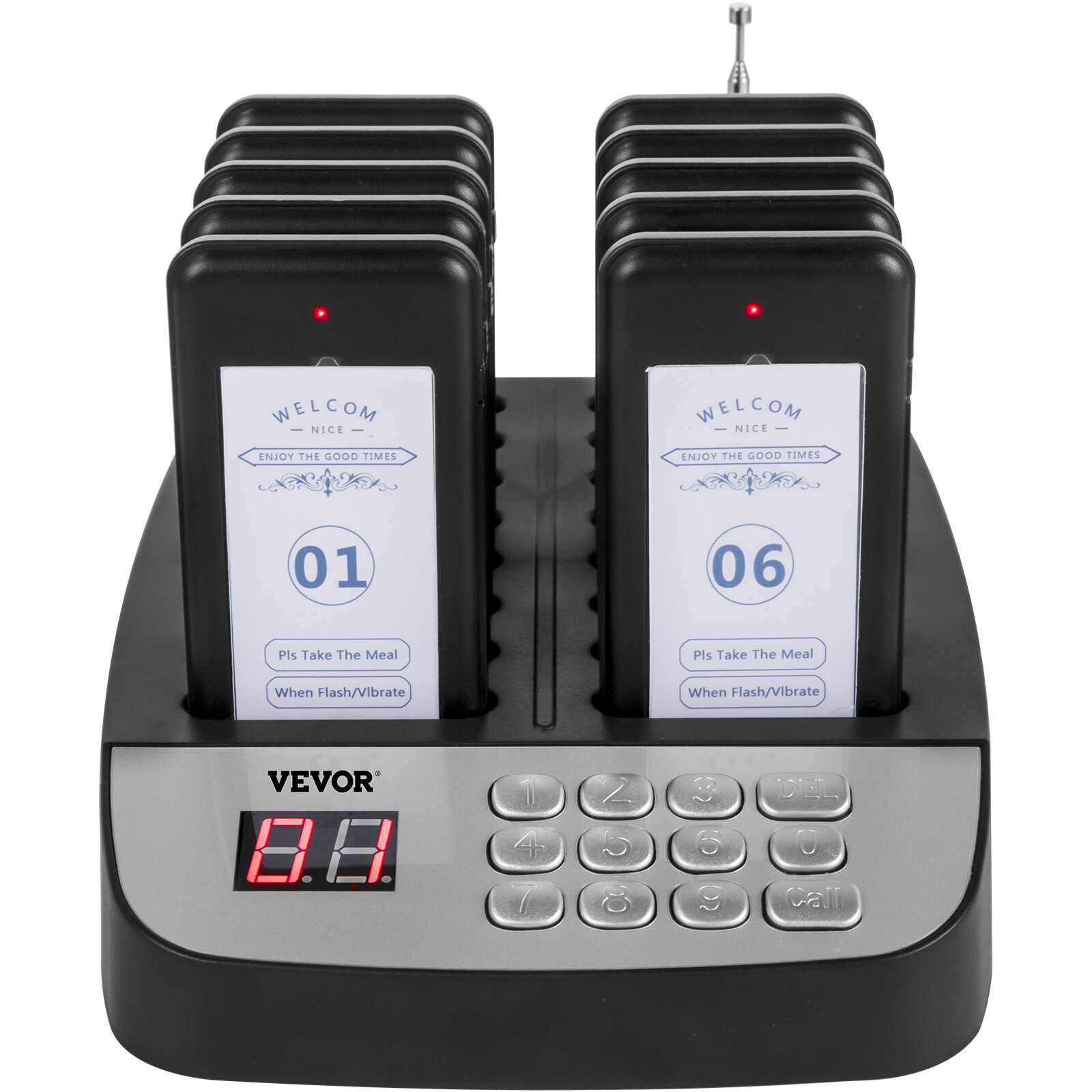 VEVOR Restaurant Wireless Guest Paging System 16 Beepers Queuing Calling Pagers