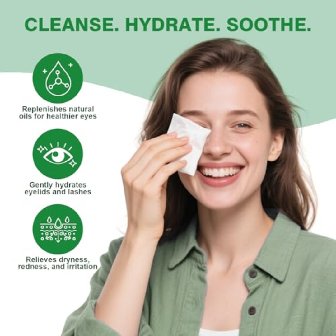 60PCS Tea Tree Oil Eyelid Wipes – Individually Wrapped Eye Lid Cleaning Wipes