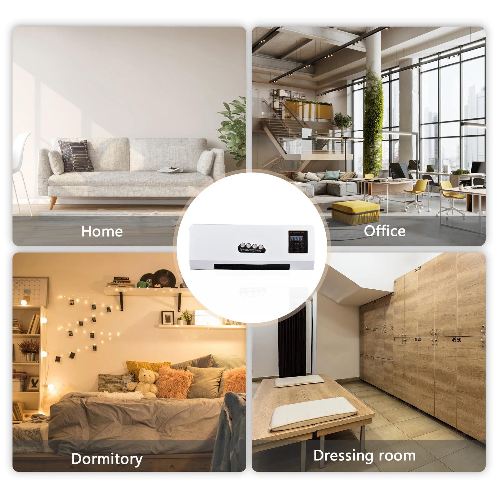 2 in 1 1800W Wall Mounted Heater & Air Cooling Fan Combo with Remote Control