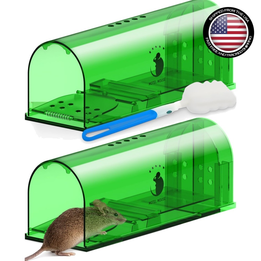 Safe & Ethical 2 Pack Mouse Traps, Hand-Powered with Complete Setup Guide