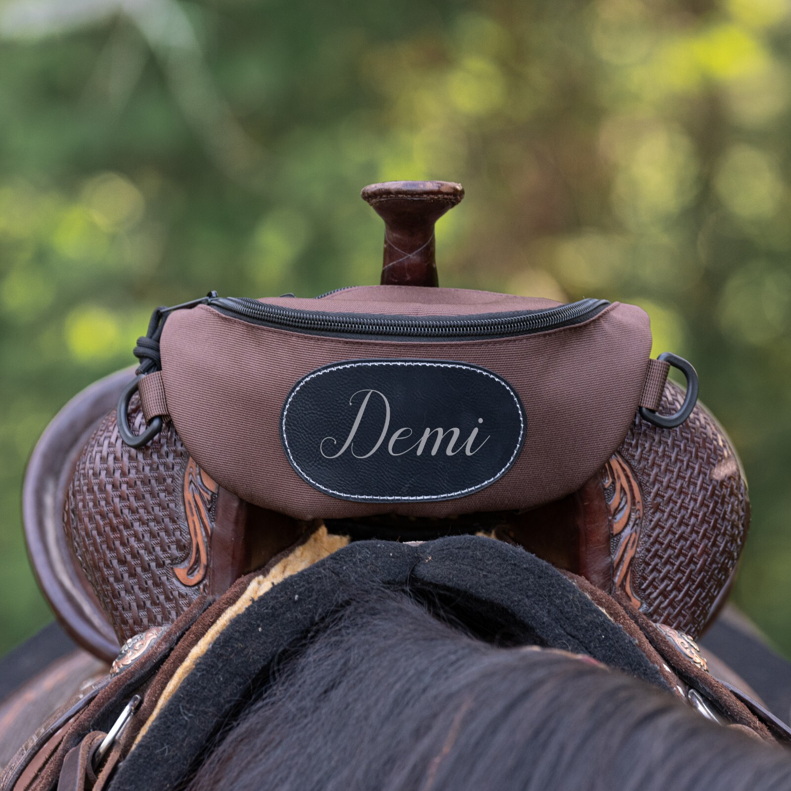 Personalized Horse Saddle Bag, Brown Pommel Bag, Horse Tack, Saddle Accessories