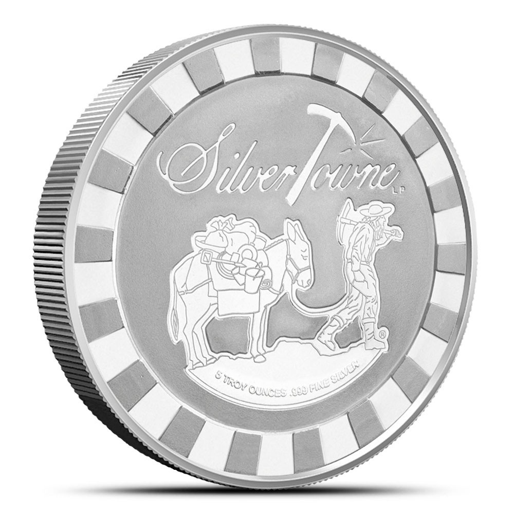 5 oz SilverTowne Prospector Stackable Silver Round (New)