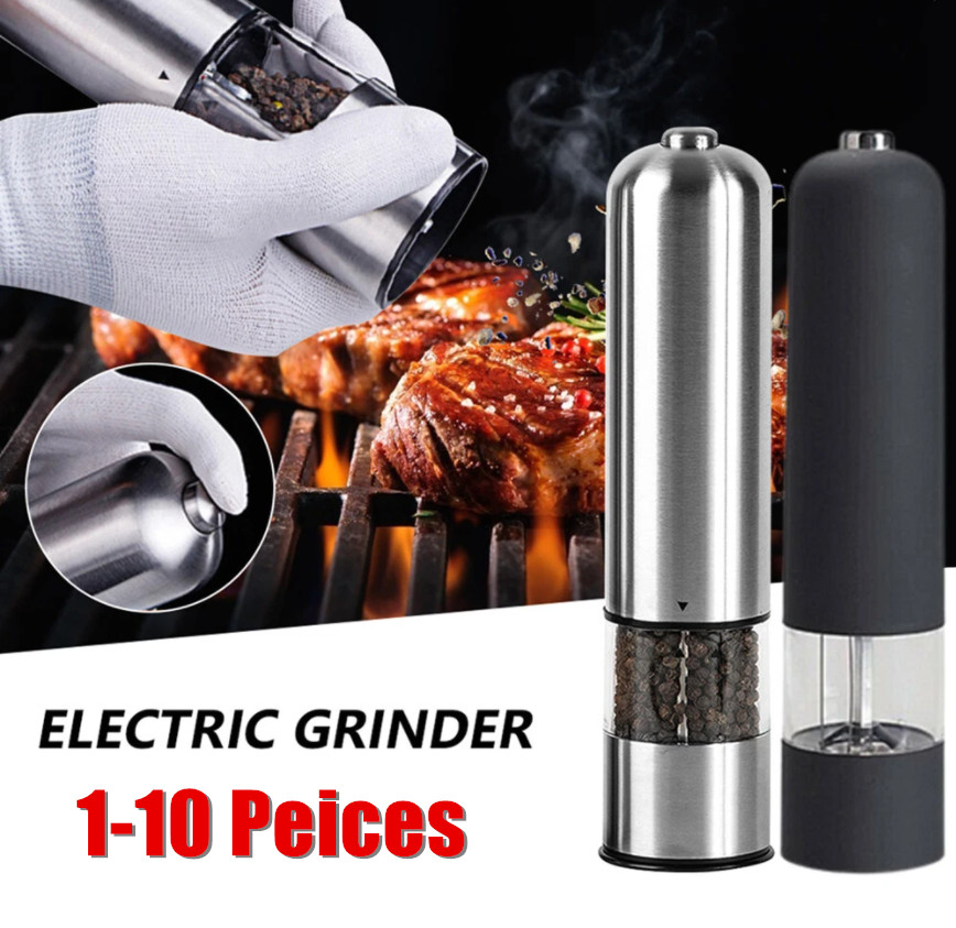 1/2/3/5/10PCS Stainless Steel  Electric Salt Pepper Grinder Mill Spice w/ Light