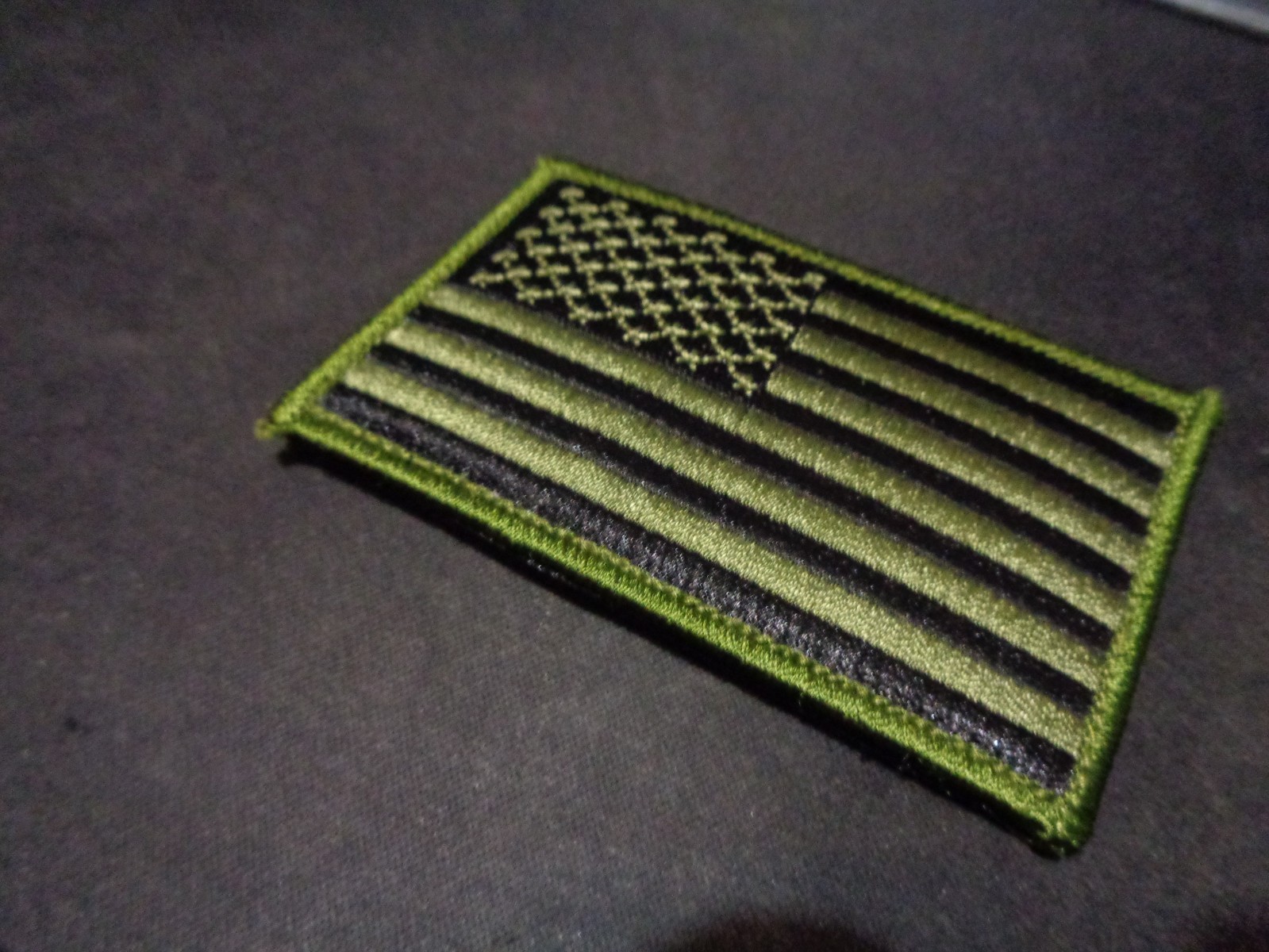 US American FORWARD Flag Patch (OD GREEN) Hook and Look Backing 2" X 3.5" NEW