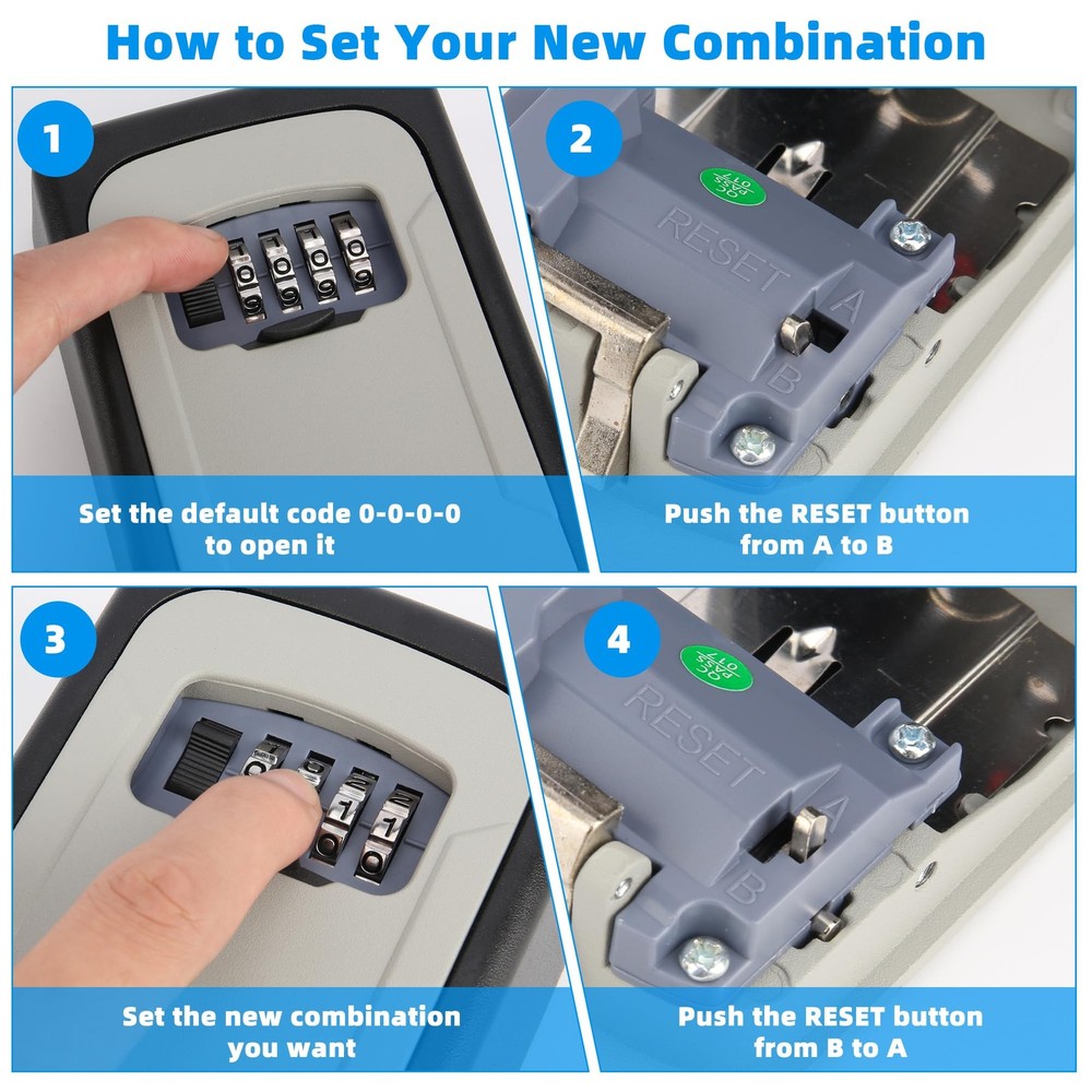 Wall-Mounted Combination Key Lock Box for Secure Storage
