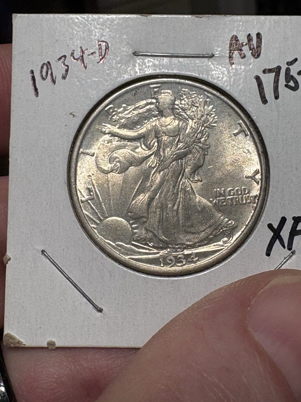 1934D Walking Liberty Half Dollar 50c US Silver Coin XF