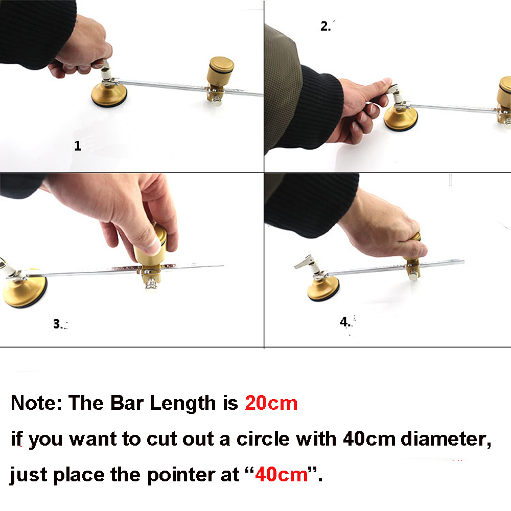 Circular Glass Cutter Circle Cutting Tool 40cm Diameter Adjustable