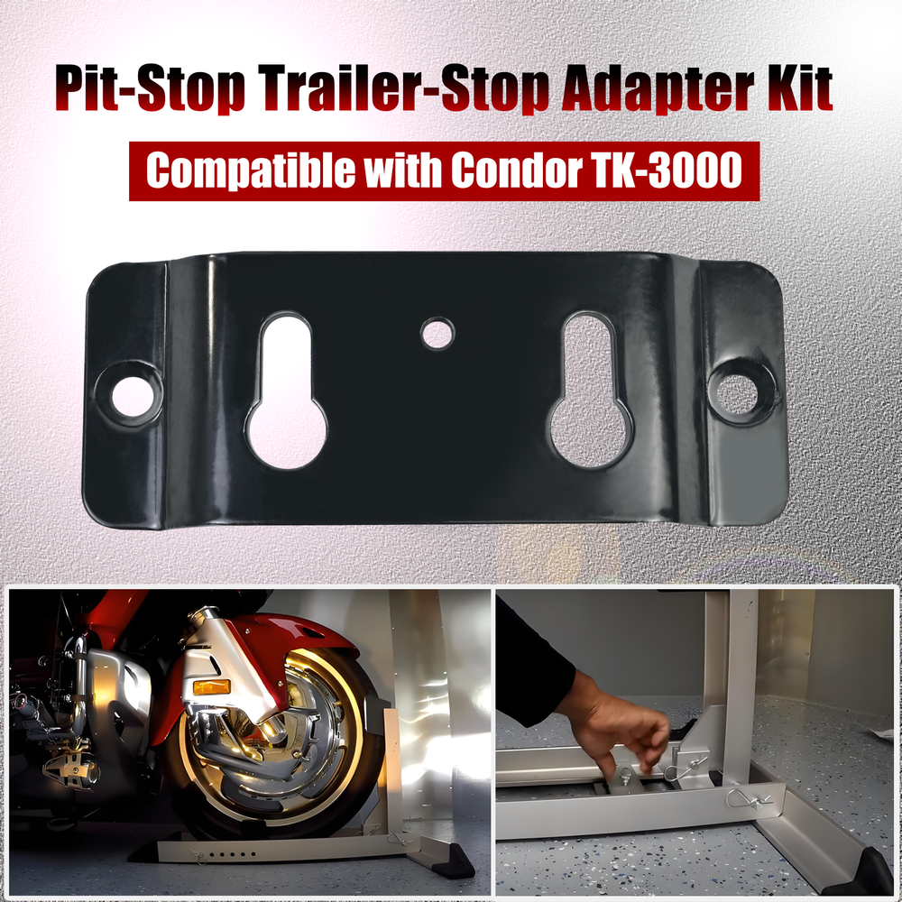 Motorcycle Trailer Stop Adapter For Condor TK-3000 Chock Pit-Stop Wheel System