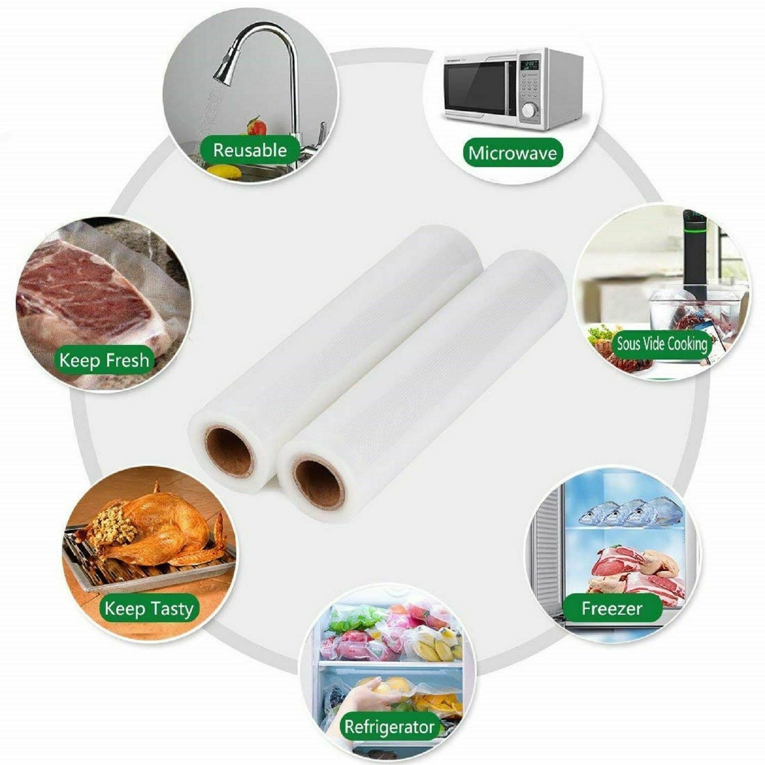 11"x50' Food Saver Vacuum Sealer Bags Rolls 4Mil Embossed FoodSaver Storage Bags
