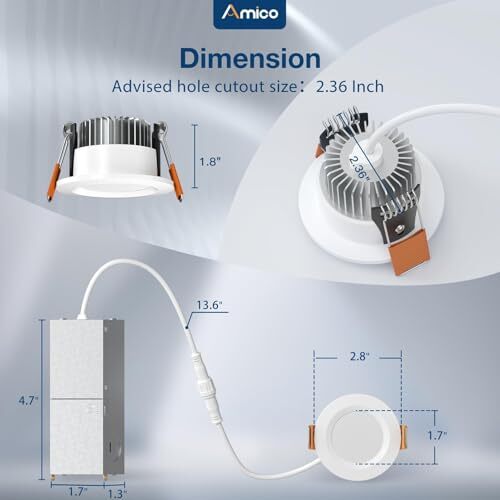 6 Pack 2 Inch 5CCT Ultra-Thin LED Canless Recessed Ceiling Light with