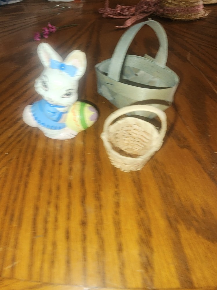Miniature Easter Bunny W/ 2 Baskets