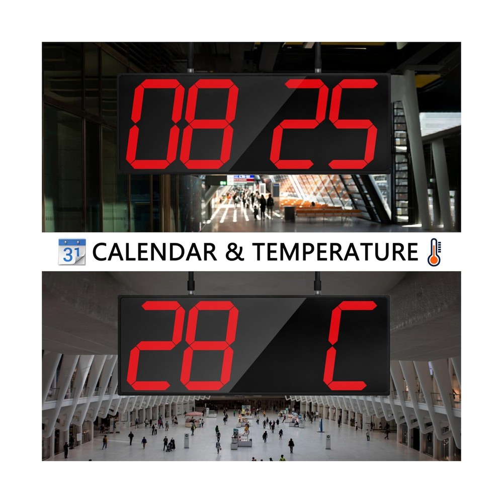 Digital Wall Clock with Double Sided Display, Large LED Clock with Timer,Alar...