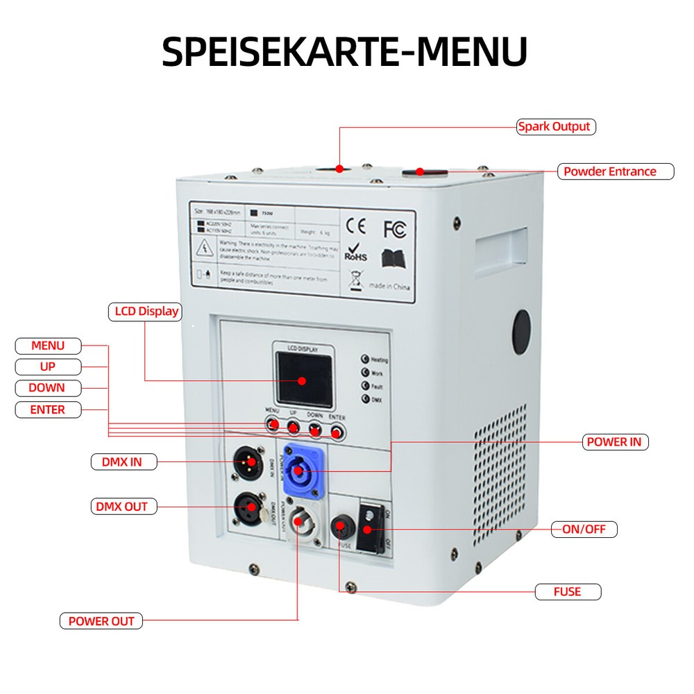 2PCS 750W Cold Spark Machine Stage Effect Firework Machine with Road Case