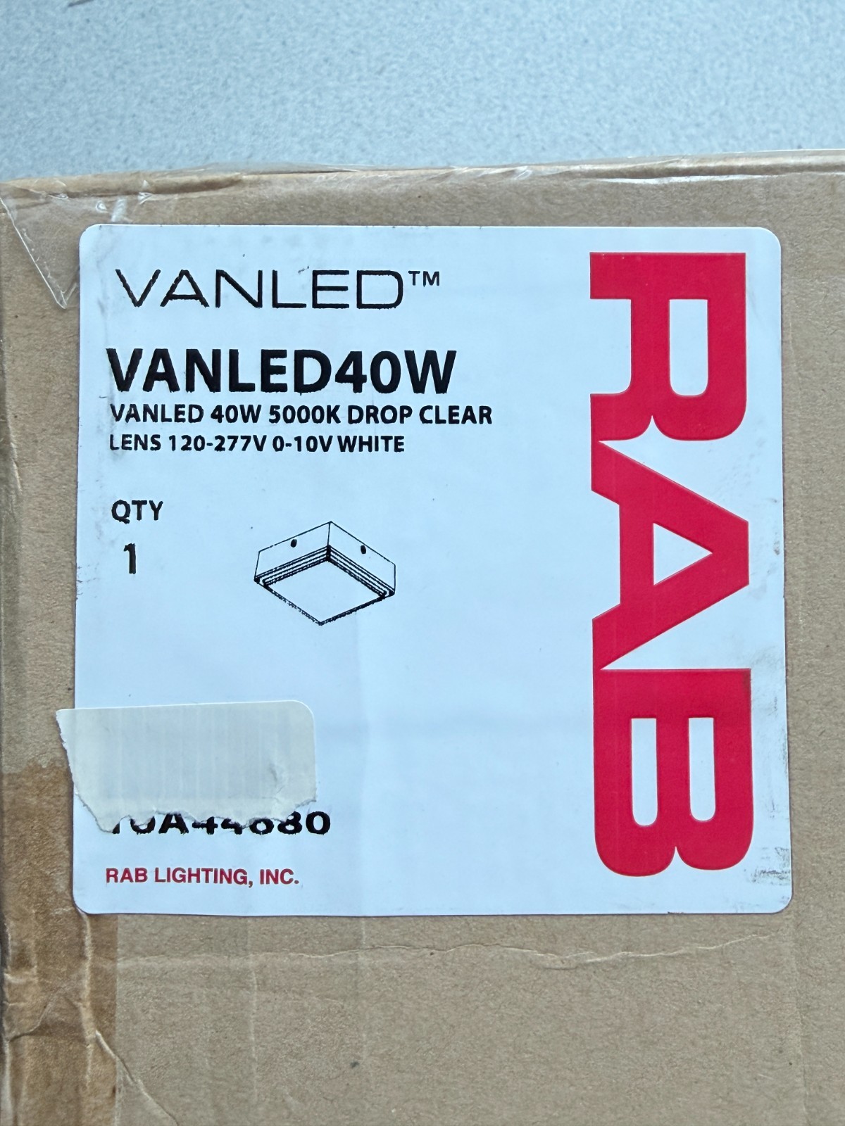 NEW RAB VANLED40W LED Canopy Light, 40W, 5000K, 6,113 lumens, Dimmable, White