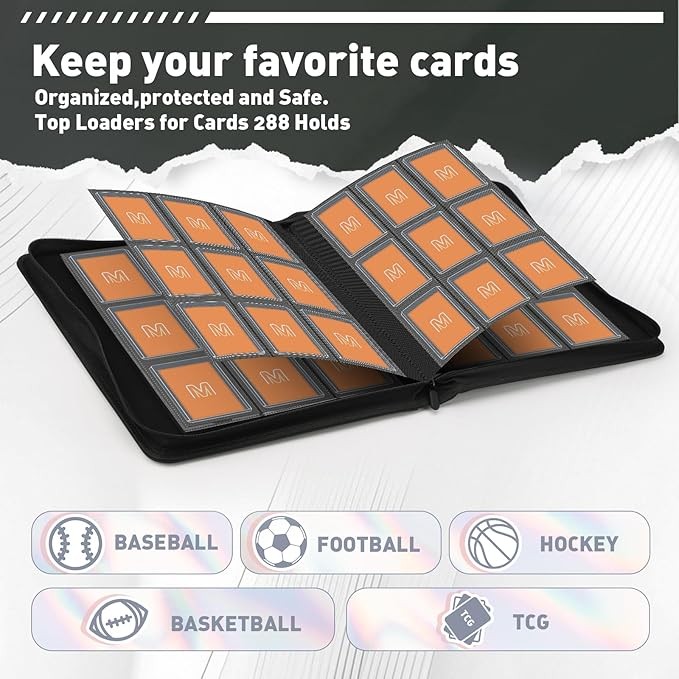 Toploader Binder Holds 288 Toploaders 9 Pocket Top Loader Binders for 3 x 4''