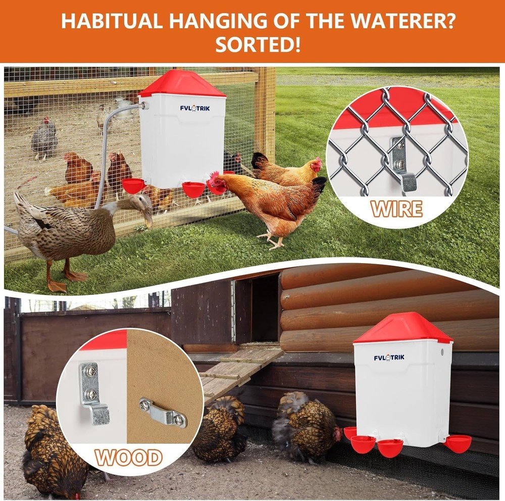 Automatic Chicken Waterer 3 Gallon; Float Valve; Poultry System
