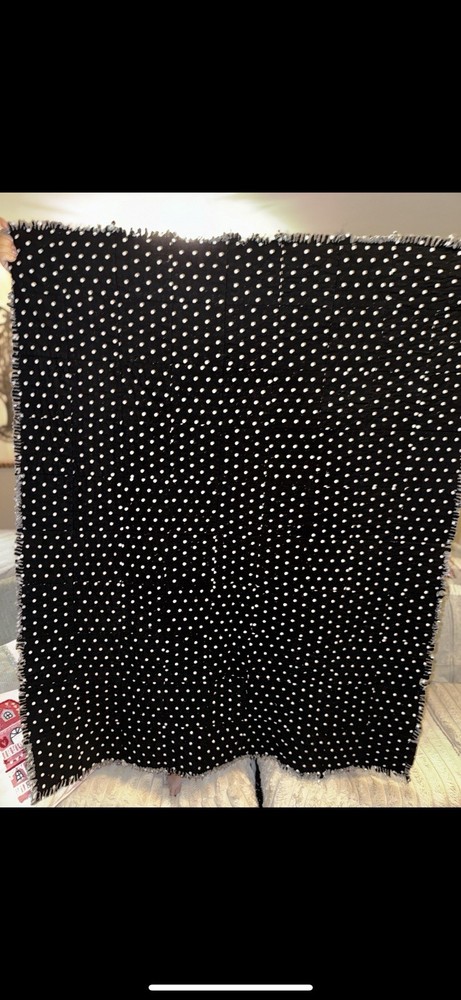 Homemade Patchwork Quilt Black & White Cotton Text and Pattern Design