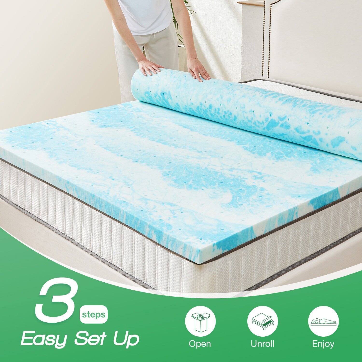 2" 3" Mattress Topper,Comfortable Memory Foam Bed Topper,Twin Full Queen Size