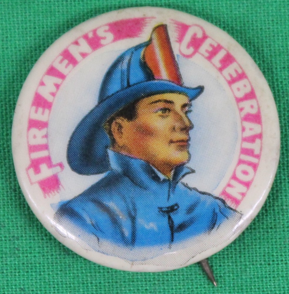 Original Vintage Firemen’s Celebration Pinback Button Pin