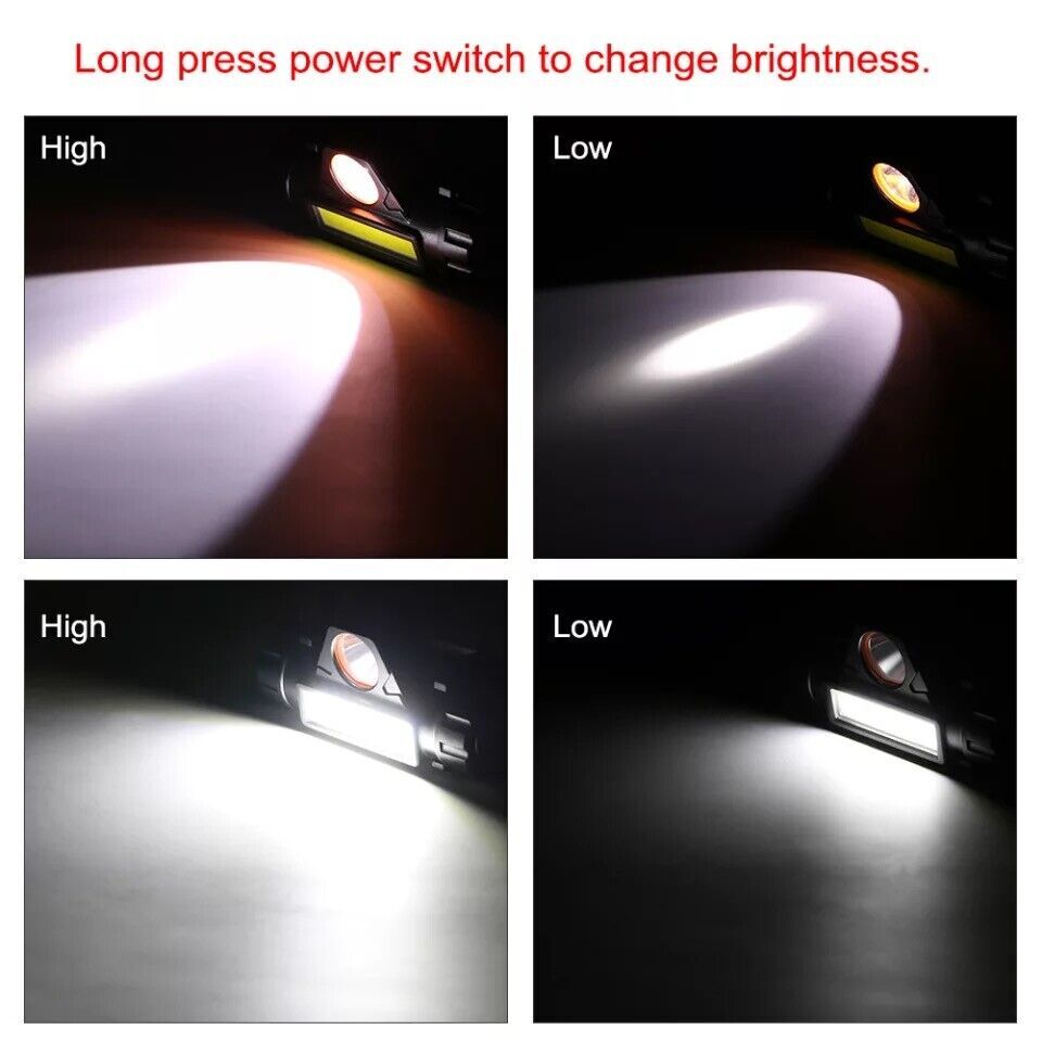USB Rechargeable Waterproof LED Headlamp Headlight Head Light Flashlight 2 Modes