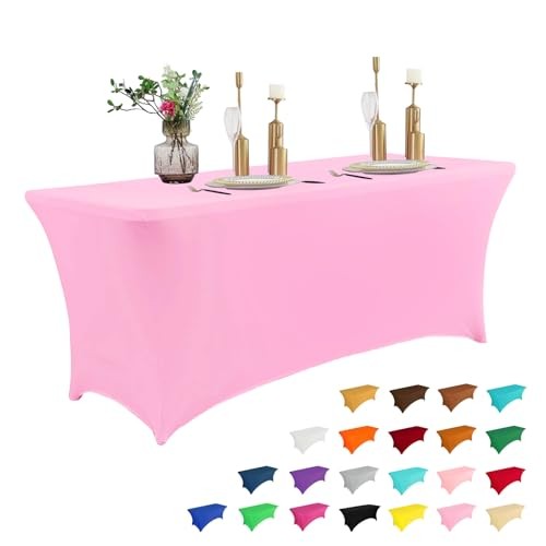 8FT Table Cloth for Rectangular Fitted Events Stretch Table 8 Ft - 1 Pc Pink